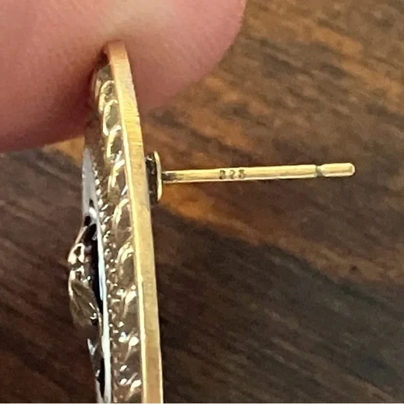 Vintage Versace Earrings 925 Sterling Silver 14K Yellow Gold Plated. - Picture 3 of 7